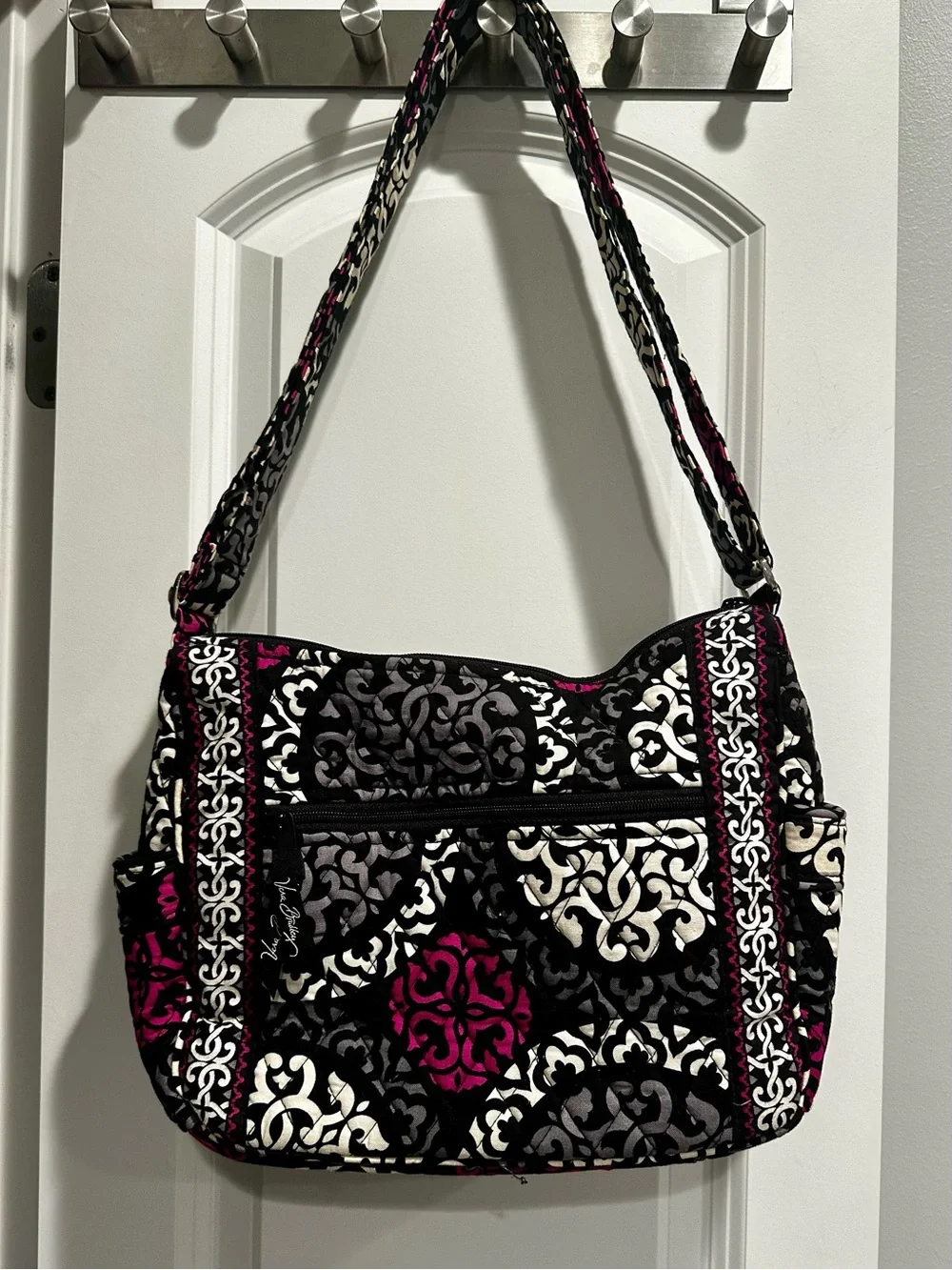 Vera Bradley Laura Shoulder Bag Canterberry Magenta Quilted Cotton Purse Retired